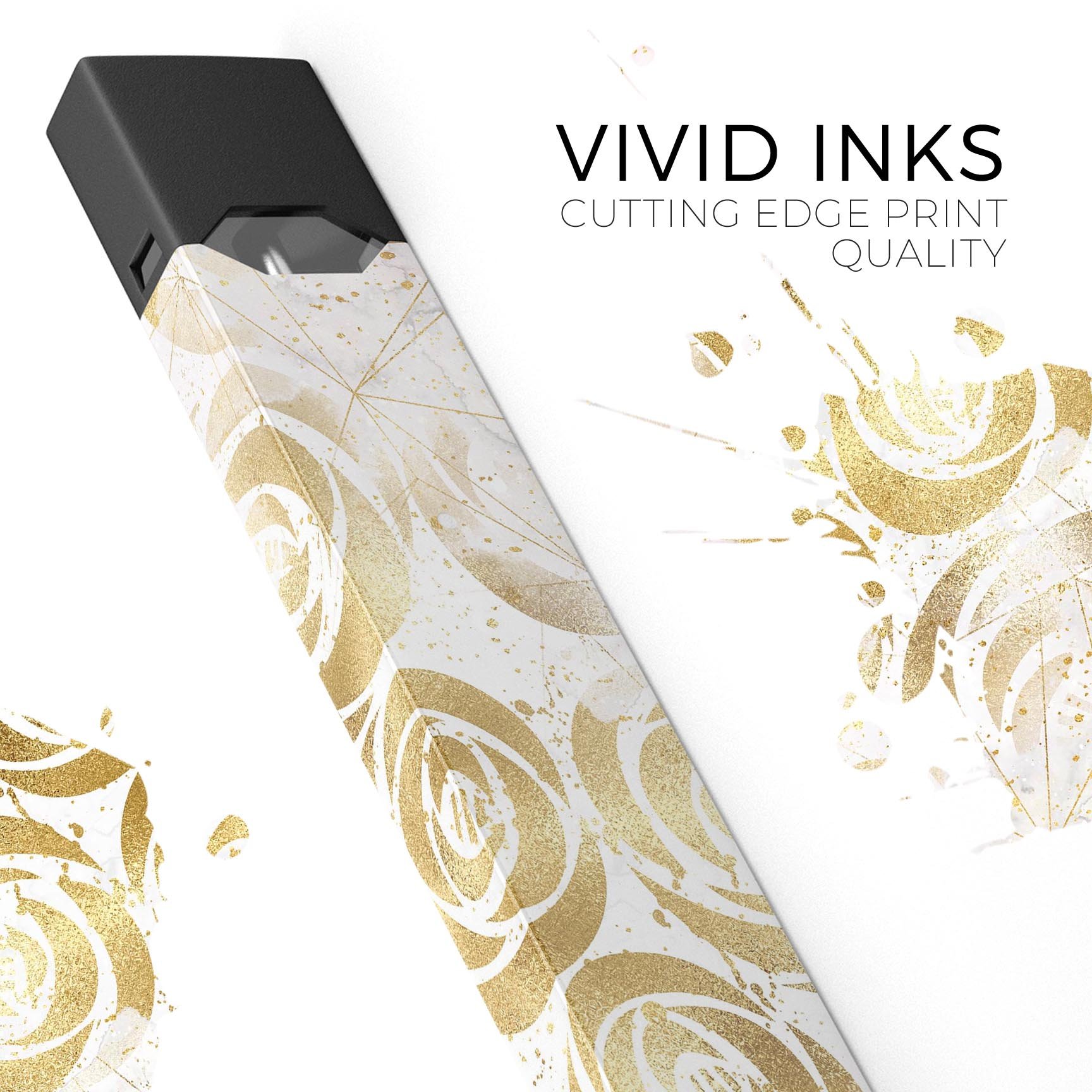 Karamfila Watercolor & Gold V14 skin-wrap for JUUL device, showcasing vibrant colors and premium design.